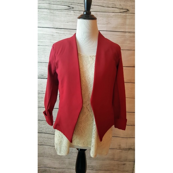 Contempo Casuals Jackets & Blazers - CONTEMPO CASUALS Women's Red 3/4 Sleeve Blazer